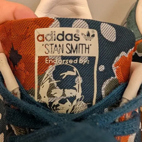 ADIDAS STAN SMITH Originals Sneakers Floral Blue Red Orange Rare - Size 9.5 - Picture 4 of 7